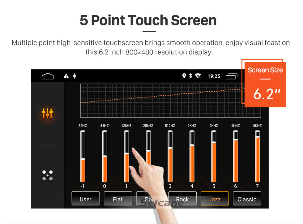 Seicane 6.2 pouces Android 9.0 pour système de navigation GPS radio universel avec support Bluetooth HD à écran tactile Carplay Mirror Link