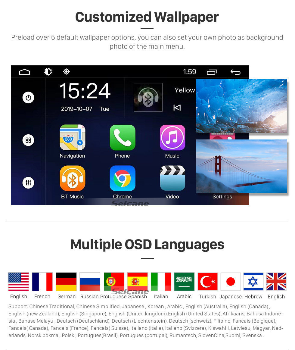 Seicane 6.2 inch Android 9.0 for Universal Radio GPS Navigation System with HD Touchscreen Bluetooth support Carplay Mirror Link