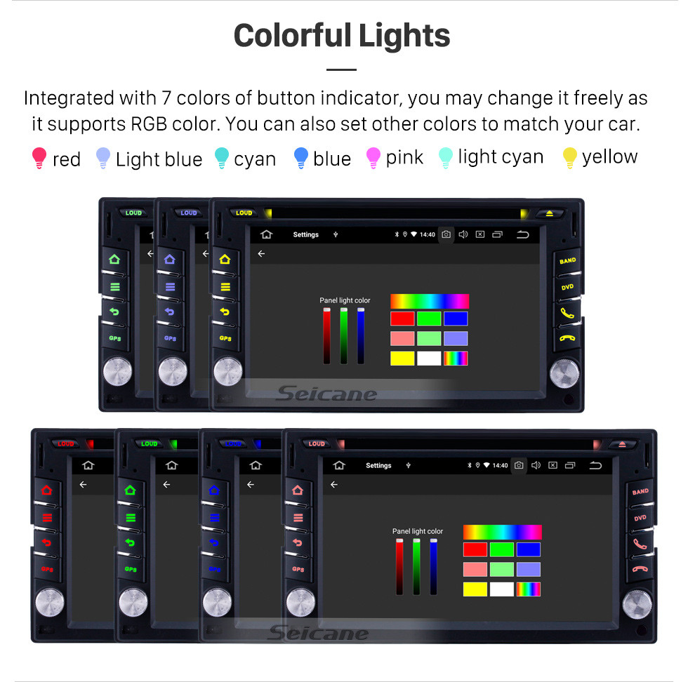 Seicane Android 9.0 de 6.2 pulgadas para Radio Universal Sistema de navegación GPS con pantalla táctil HD Soporte Bluetooth Carplay Mirror Link