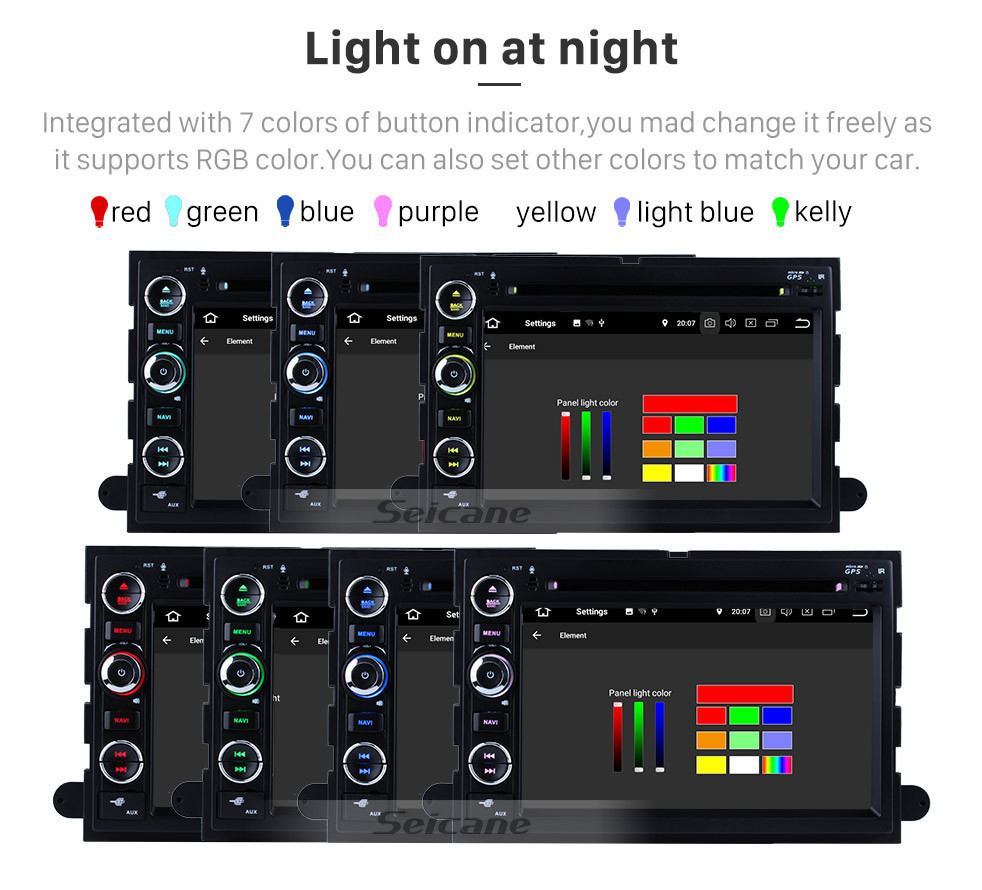 Seicane OEM 7 pulgadas Android 9.0 Radio Sistema de navegación GPS para 2005-2009 Ford Mustang con reproductor de DVD Bluetooth HD 1024 * 600 pantalla táctil OBD2 DVR Cámara de visión trasera TV 1080P Video USB SD 3G WIFI Control del volante Seicane OEM 7 pulgadas Android 9.0 Radio Sistema de navegación GPS para 2005-2009 Ford Mustang con reproductor de DVD Bluetooth HD 1024 * 600 pantalla táctil OBD2 DVR Cámara de visión trasera TV 1080P Video USB SD 3G WIFI Control del volante
