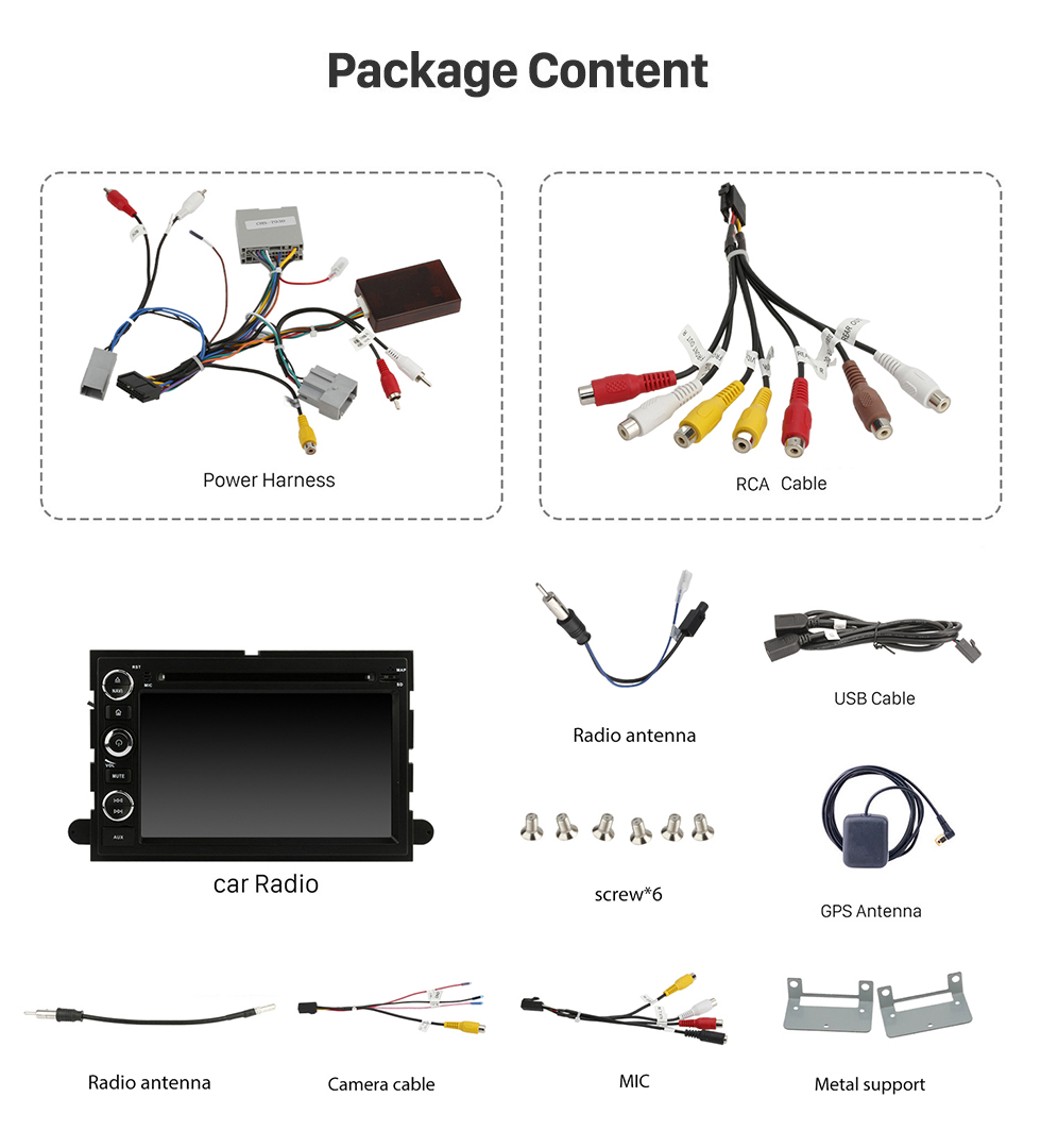 Seicane OEM 7 pouces Android 9.0 Radio système de navigation GPS pour 2005-2009 Ford Mustang avec lecteur DVD Bluetooth HD 1024 * écran tactile OBD2 DVR caméra de recul TV 1080P vidéo USB SD 3G WIFI Commande au volant