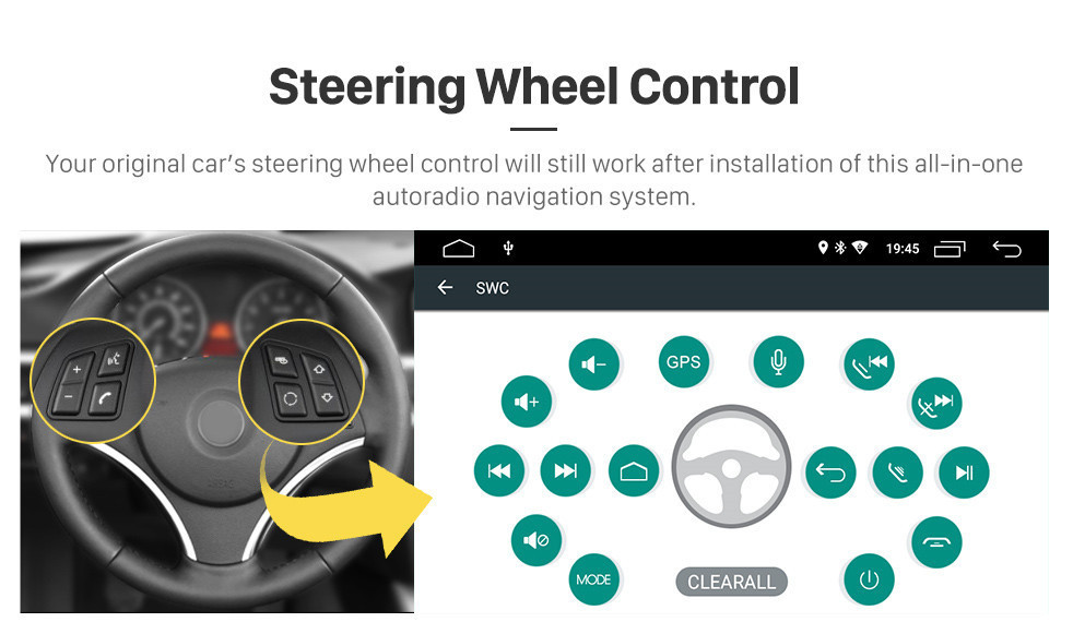 Seicane OEM 7-дюймовый Android 9.0 Радио GPS навигационная система для 2005-2009 Ford Mustang с Bluetooth DVD-плеер HD 1024 * 600 с сенсорным экраном OBD2 DVR Камера заднего вида ТВ 1080P Видео USB SD 3G WIFI Управление рулевого колеса