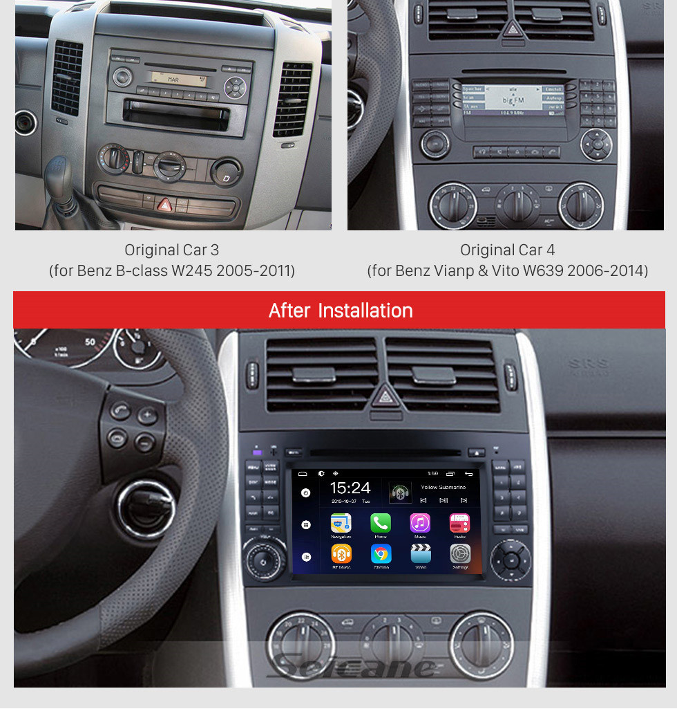 Seicane Android 9.0 Radio Unité principale 7 pouces HD Touchscreen Pour 2004-2012 Mercedes Benz Classe B W245 B200 Classe C W203 S203 C180 C200 Classe CLK C209 W209 C208 W208 Stéréo Lecteur DVD Système de navigation GPS Musique Bluetooth 4G WIFI Support 1080P Vid