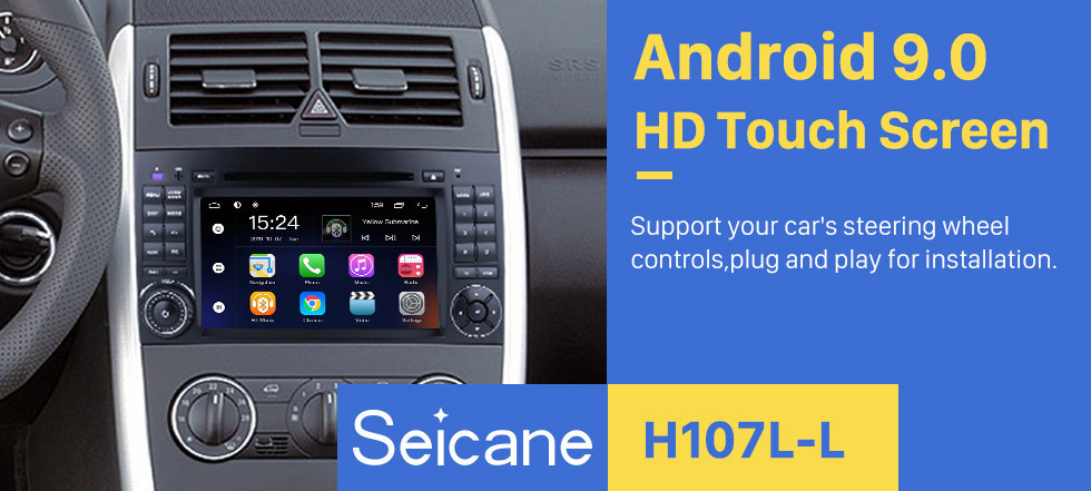 Seicane Android 9.0 Radio Head Unit 7 Inch HD Touchscreen For 2004-2012 Mercedes Benz B Class W245 B200 C Class W203 S203 C180 C200 CLK Class C209 W209 C208 W208 Car Stereo DVD Player GPS Navigation System Music Bluetooth 4G WIFI Support 1080P Video Backup Camera