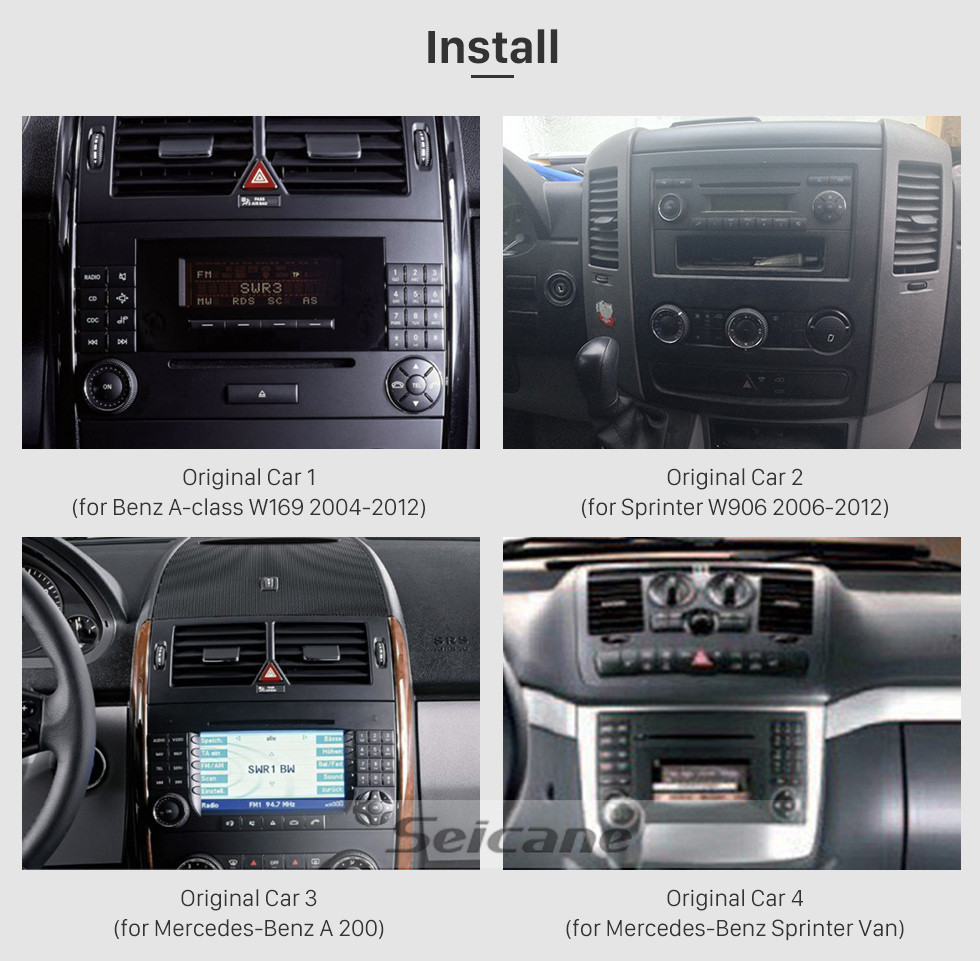 Seicane Android 9,0 Radio Head Unit 7 Zoll HD Touchscreen Für 2004-2012 Mercedes Benz B Klasse W245 B200 C Klasse W203 S203 C180 C200 CLK Klasse C209 W209 C208 W208 Auto Stereo DVD Player GPS Navigationssystem Musik Bluetooth 4G WIFI Unterstützung 1080 P Video Ba