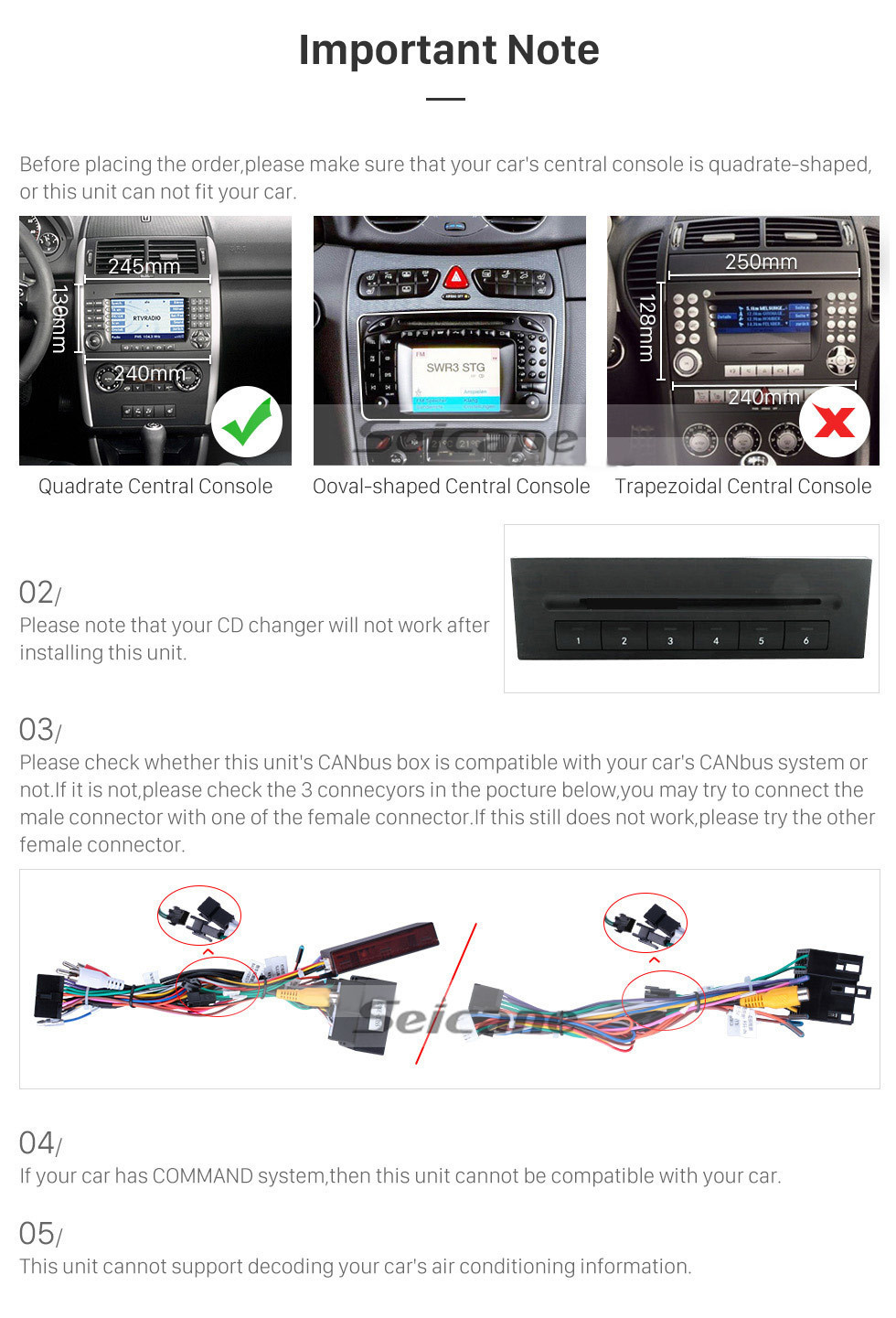Seicane Штатная магнитола для Android 9.0 с сенсорным экраном 7 дюймов HD для 2004-2012 Mercedes Benz Класс B W245 B200 C Класс W203 S203 C180 C200 CLK Класс C209 W209 C208 W208 Автомобильный стерео DVD-плеер GPS-навигатор Музыка Bluetooth 4G WIFI Поддержка 1080P