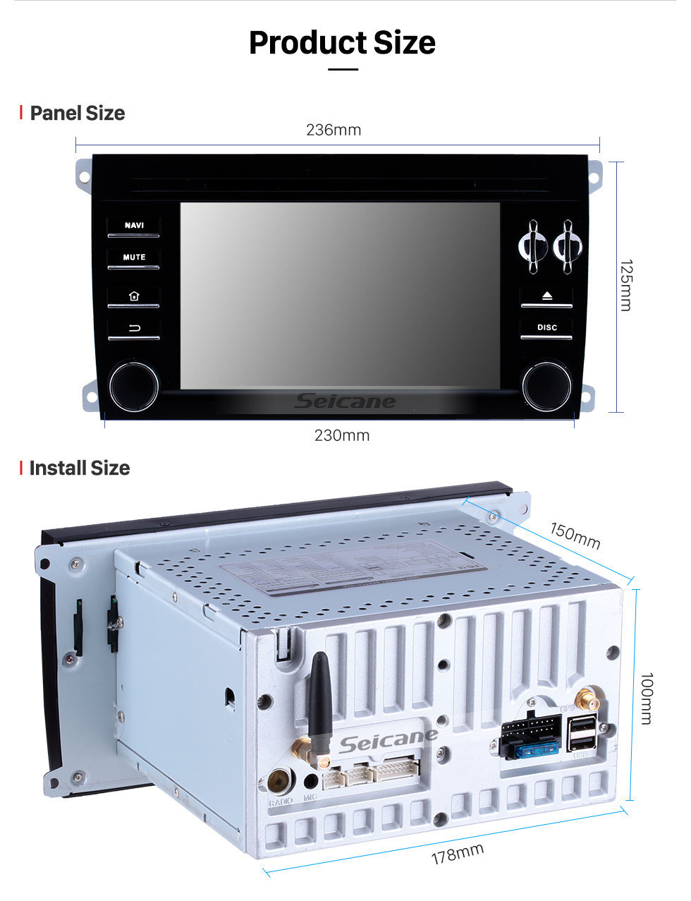 Seicane 2003 2004 2005 2006-2011 Porsche Cayenne 7 Zoll Android 9.0 Autoradio Bluetooth DVD-Spieler Unterstützung GPS Sat Nav Audio Auto A / V 1080P Video Spiegel-Verbindung DVR Lenkradkontrolle Stereo Upgrade