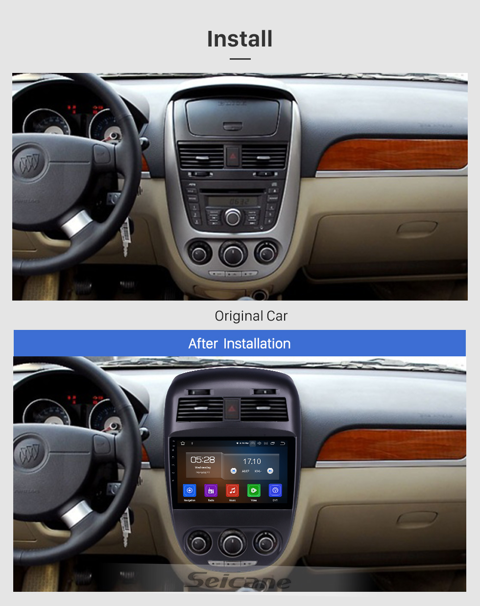 Seicane 10,1 pouces HD Android 8.1 avec écran tactile et radio de navigation GPS pour Buick Excelle 2008-2018 avec le support Bluetooth Carplay DVR Seicane 10,1 pouces HD Android 8.1 avec écran tactile et radio de navigation GPS pour Buick Excelle 2008-2018 avec le support Bluetooth Carplay DVR