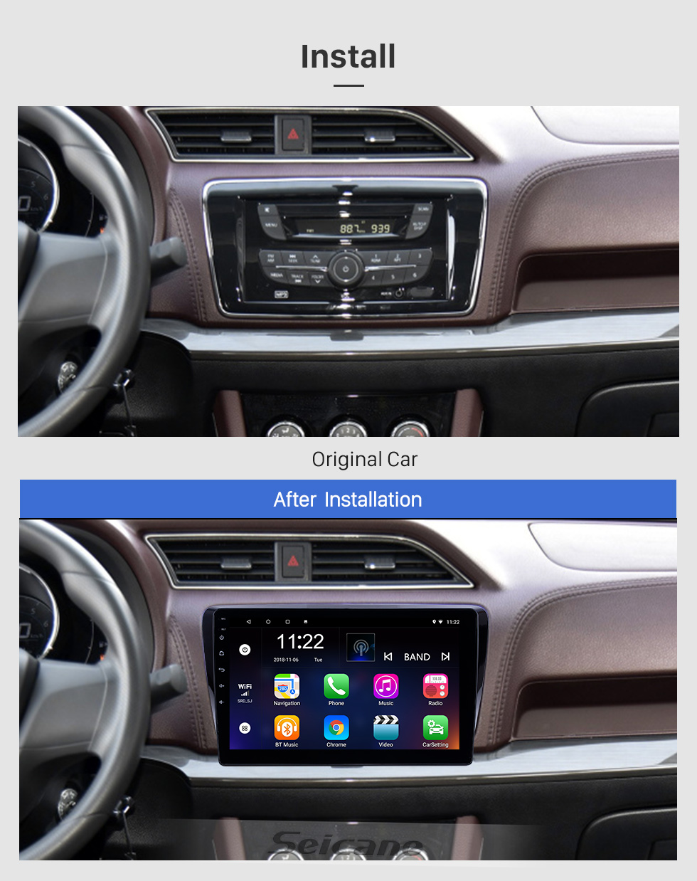 Seicane 10,1 pouces GPS Navigation Radio Android 8.1 pour 2017-2019 Venucia M50V Avec HD écran tactile Bluetooth support Carplay Caméra de recul Seicane 10,1 pouces GPS Navigation Radio Android 8.1 pour 2017-2019 Venucia M50V Avec HD écran tactile Bluetooth support Carplay Caméra de recul