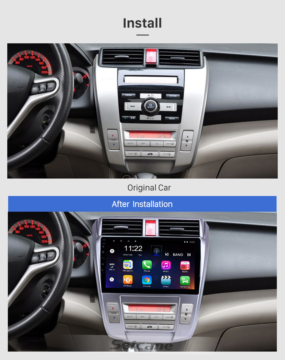 Seicane 10,1 Zoll GPS Navigationsradio Android 8.1 für 2008-2013 Honda City Auto A / C Mit HD Touchscreen Bluetooth Unterstützung Carplay Backup Kamera Seicane 10,1 Zoll GPS Navigationsradio Android 8.1 für 2008-2013 Honda City Auto A / C Mit HD Touchscreen Bluetooth Unterstützung Carplay Backup Kamera