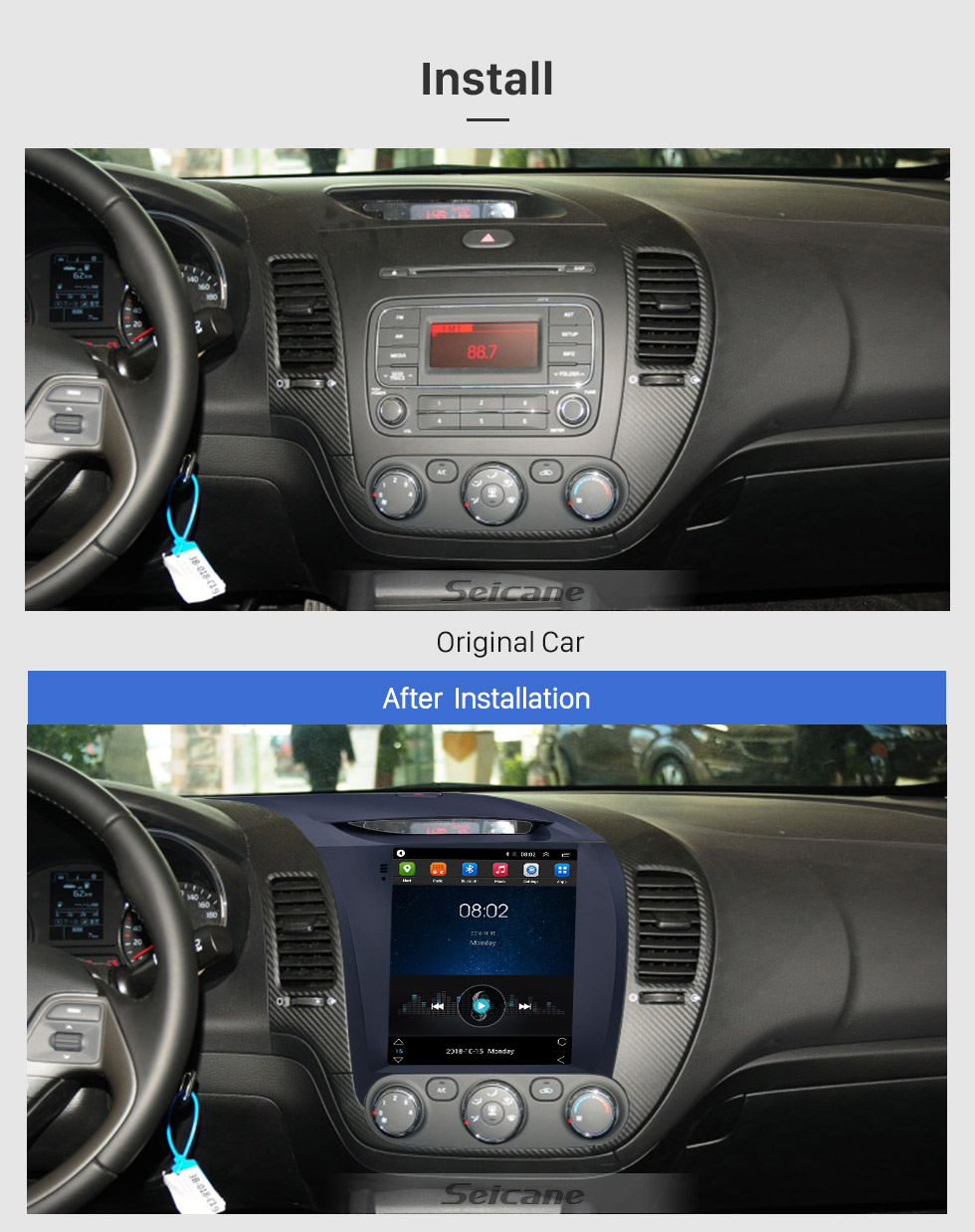 Seicane 9.7 inch Android 9.1 2013-2017 Kia K3 GPS Navigation Radio with HD Touchscreen Bluetooth support Carplay Mirror Link Seicane 9.7 inch Android 9.1 2013-2017 Kia K3 GPS Navigation Radio with HD Touchscreen Bluetooth support Carplay Mirror Link