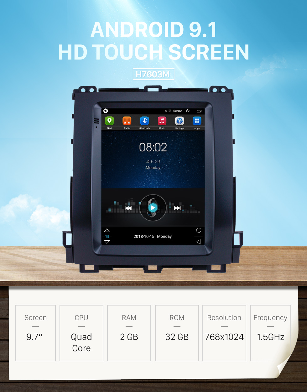Seicane HD Touchscreen 2002-2007 2008 2009 Toyota Prado Android 9.1 9.7 inch GPS Navigation Radio WIFI Bluetooth support TPMS Digital TV Carplay Seicane HD Touchscreen 2002-2007 2008 2009 Toyota Prado Android 9.1 9.7 inch GPS Navigation Radio WIFI Bluetooth support TPMS Digital TV Carplay
