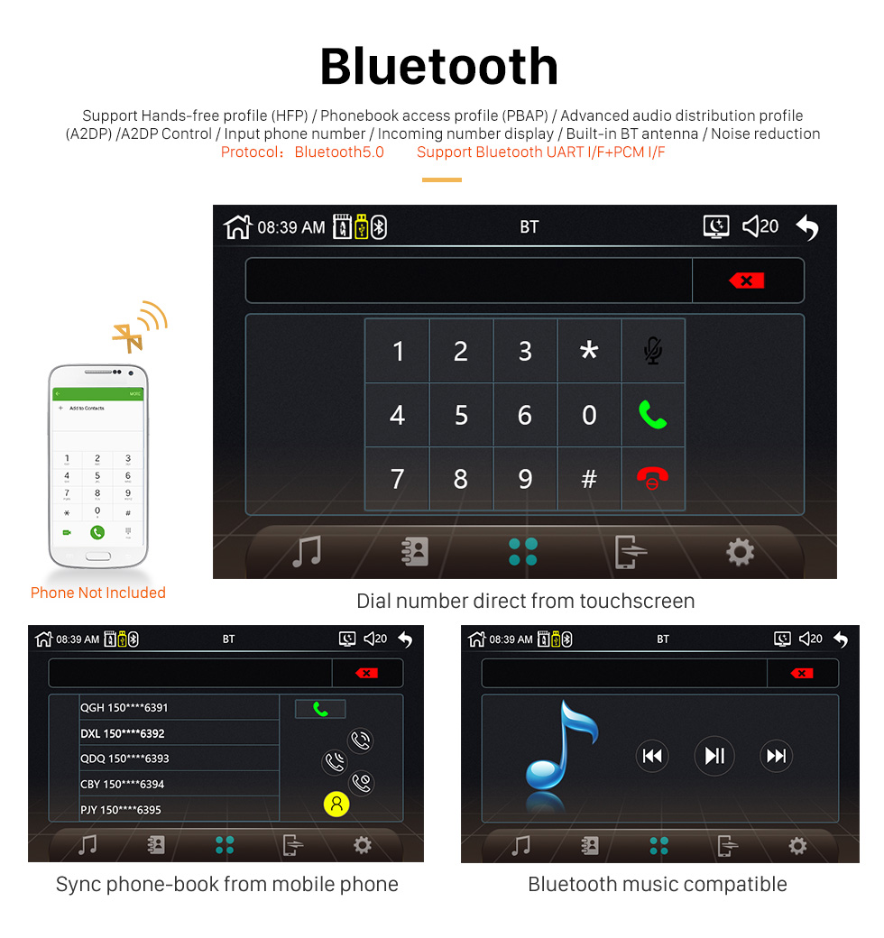 Seicane Plug &amp;amp; Play Carplay Bluetooth Musik MP5-Player Touchscreen Radioempfänger Unterstützung IOS IPhone Siri Mikrofon Sprachsteuerung Lenkradsteuerung Rückfahrkamera