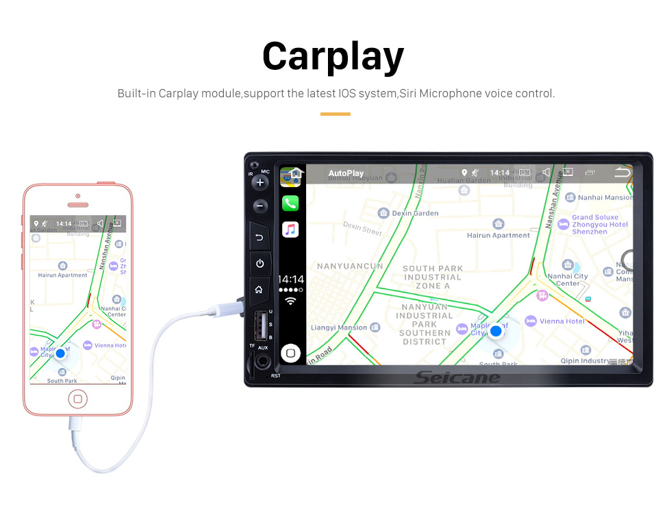Seicane Plug and Play Carplay Bluetooth Music MP5 Player Touchscreen Radio receiver Support IOS IPhone Siri Microphone voice control Steering Wheel Control Rearview camera Seicane Plug and Play Carplay Bluetooth Music MP5 Player Touchscreen Radio receiver Support IOS IPhone Siri Microphone voice control Steering Wheel Control Rearview camera