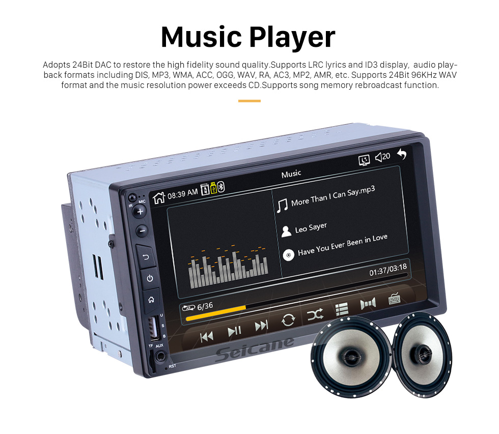 Seicane Plug &amp;amp; Play Carplay Bluetooth Musik MP5-Player Touchscreen Radioempfänger Unterstützung IOS IPhone Siri Mikrofon Sprachsteuerung Lenkradsteuerung Rückfahrkamera