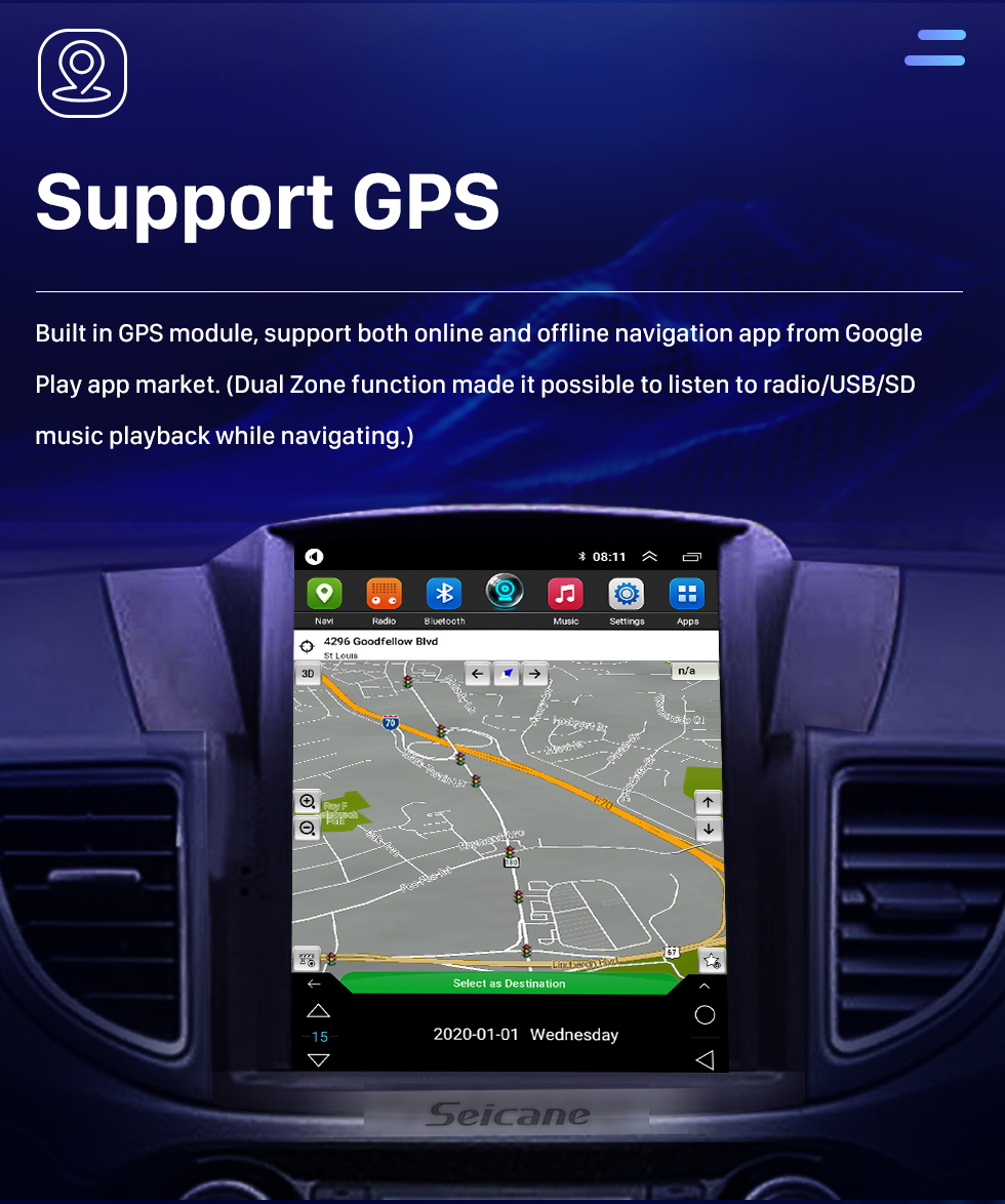 Seicane Android 9.1 9.7 inch for 2012 2013 2014 2015 2016 Honda CRV Radio with HD Touchscreen GPS Navigation System Bluetooth support Carplay TPMS Seicane Android 9.1 9.7 inch for 2012 2013 2014 2015 2016 Honda CRV Radio with HD Touchscreen GPS Navigation System Bluetooth support Carplay TPMS