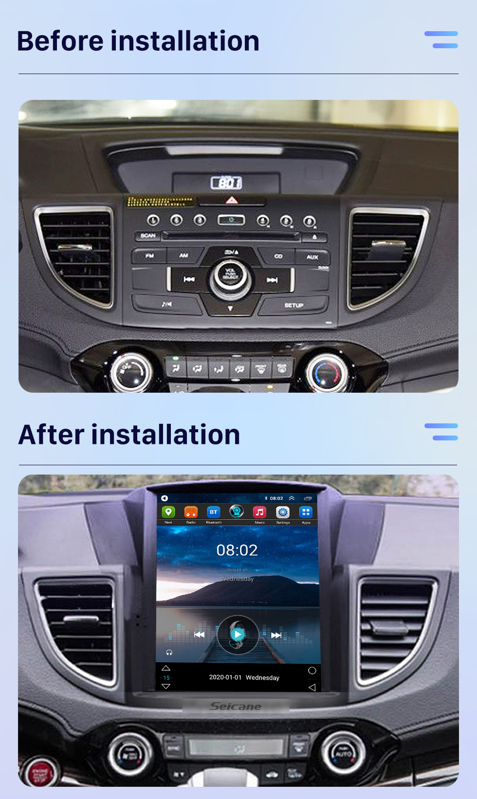 Seicane Android 9.1 9.7 inch for 2012 2013 2014 2015 2016 Honda CRV Radio with HD Touchscreen GPS Navigation System Bluetooth support Carplay TPMS Seicane Android 9.1 9.7 inch for 2012 2013 2014 2015 2016 Honda CRV Radio with HD Touchscreen GPS Navigation System Bluetooth support Carplay TPMS