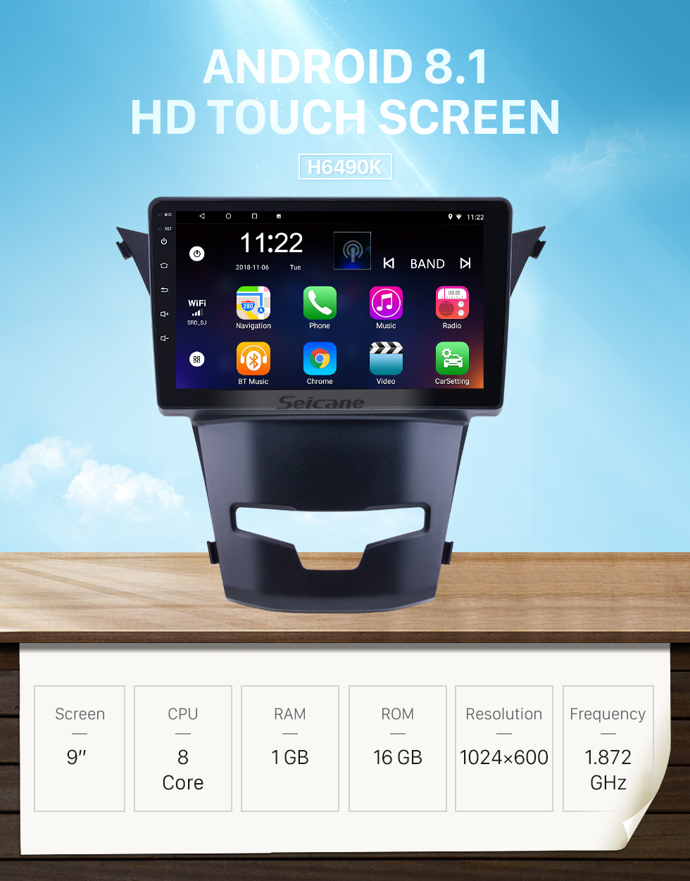 Seicane OEM 9 pouces Android 8.1 pour 2014 2015 2016 SsangYong Korando Radio Bluetooth HD écran tactile GPS Navigation support Carplay DAB + OBD2 Seicane OEM 9 pouces Android 8.1 pour 2014 2015 2016 SsangYong Korando Radio Bluetooth HD écran tactile GPS Navigation support Carplay DAB + OBD2