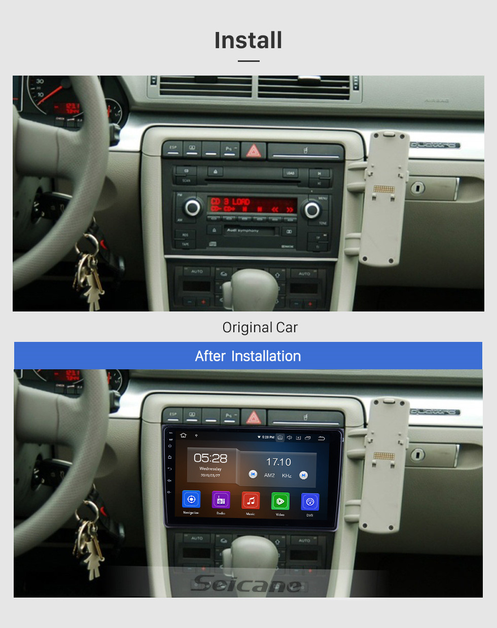 Seicane HD Touchscreen für 2002 2003 2004-2008 Audi A4 Radio Android 9.0 9 Zoll GPS Navigation Bluetooth WIFI Carplay Unterstützung DVR DAB + Seicane HD Touchscreen für 2002 2003 2004-2008 Audi A4 Radio Android 9.0 9 Zoll GPS Navigation Bluetooth WIFI Carplay Unterstützung DVR DAB +