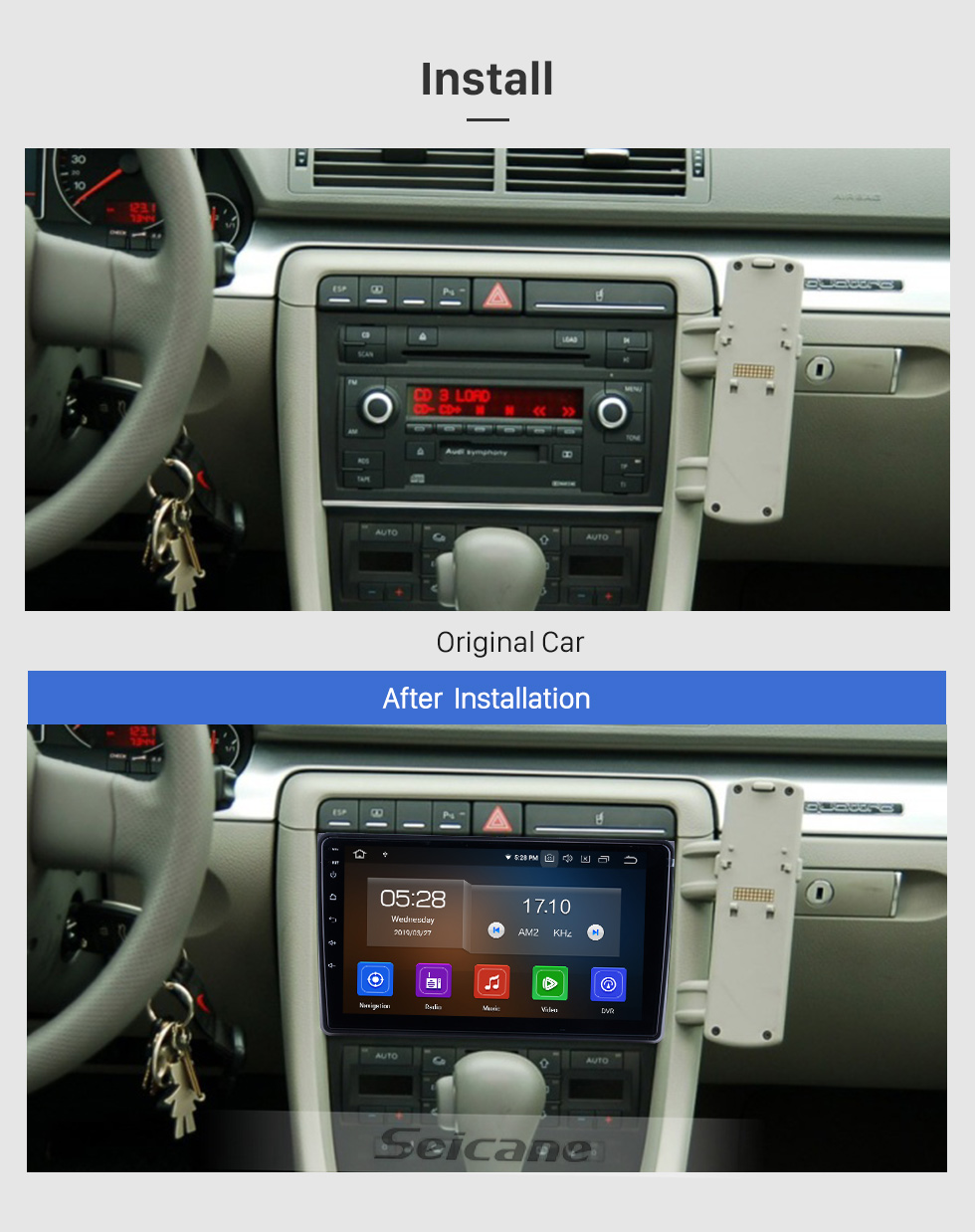 Seicane Android 9.0 para 2002-2006 2007 2008 Audi A4 Radio Navegación GPS de 9 pulgadas con pantalla táctil HD Carplay Soporte Bluetooth Bluetooth TV digital Seicane Android 9.0 para 2002-2006 2007 2008 Audi A4 Radio Navegación GPS de 9 pulgadas con pantalla táctil HD Carplay Soporte Bluetooth Bluetooth TV digital