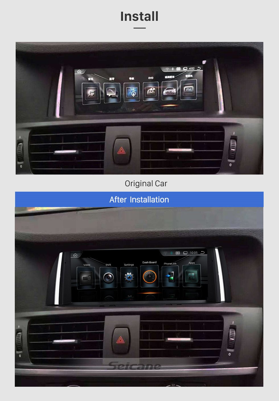 Seicane Android 9.0 8.8 polegadas Para BMW X3 F25 / X4 F26 (2014-2016) NBT Rádio HD Touchscreen GPS Sistema de Navegação com suporte Bluetooth Carplay SWC Seicane Android 9.0 8.8 polegadas Para BMW X3 F25 / X4 F26 (2014-2016) NBT Rádio HD Touchscreen GPS Sistema de Navegação com suporte Bluetooth Carplay SWC