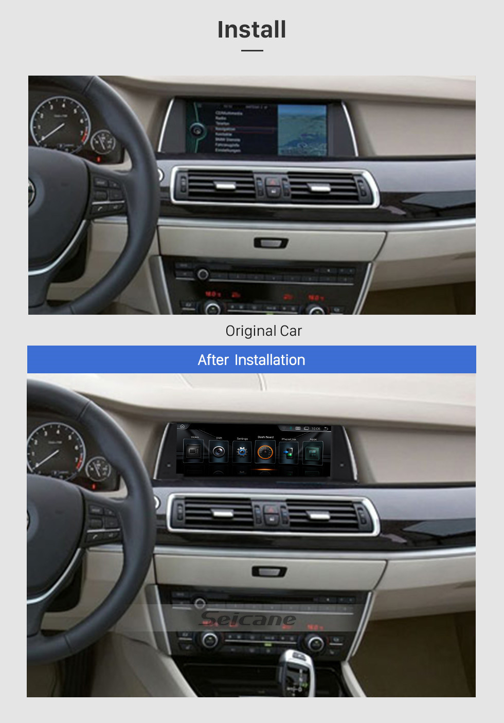 Seicane Android 9,0 10,25 дюйма для BMW 5 серии F07 GT (2011-2012) CIC Radio HD Сенсорный GPS-навигатор с поддержкой Bluetooth Carplay DVR Seicane Android 9,0 10,25 дюйма для BMW 5 серии F07 GT (2011-2012) CIC Radio HD Сенсорный GPS-навигатор с поддержкой Bluetooth Carplay DVR