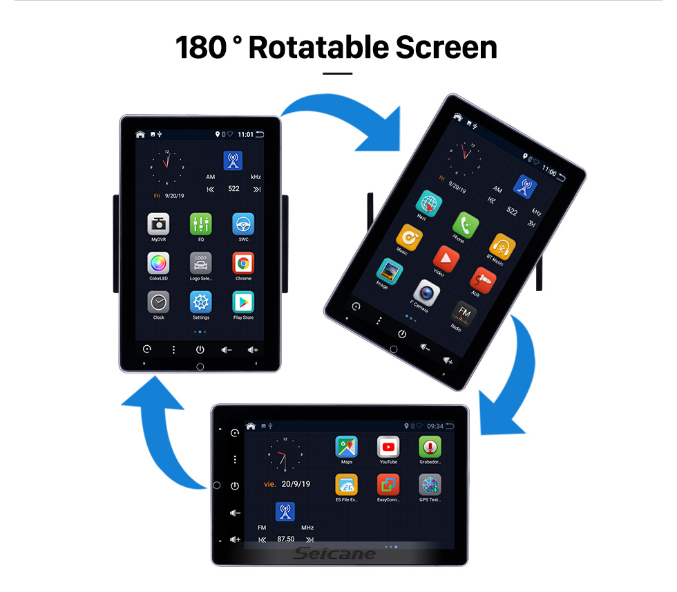 Seicane Écran rotatif Android 10.0 10,1 pouces HD 180 ° pour radio universelle avec système de navigation GPS Prise en charge Bluetooth USB Caméra de recul Carplay Seicane Écran rotatif Android 10.0 10,1 pouces HD 180 ° pour radio universelle avec système de navigation GPS Prise en charge Bluetooth USB Caméra de recul Carplay