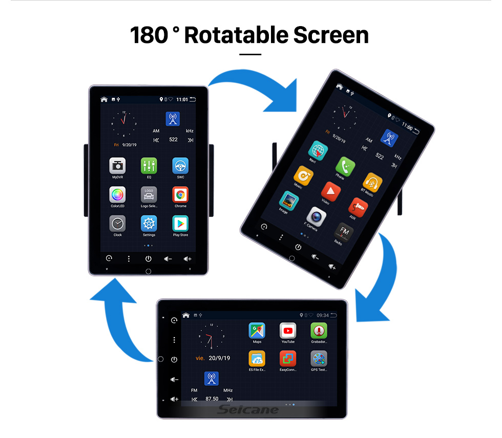Seicane Android 10.0 10.1 Zoll für Universal Toyota Hyundai Kia Nissan Volkswagen Suzuki Honda Radio mit HD 180 ° drehbarer Bildschirm GPS Navigation Bluetooth WIFI Unterstützung Carplay DVR SWC
