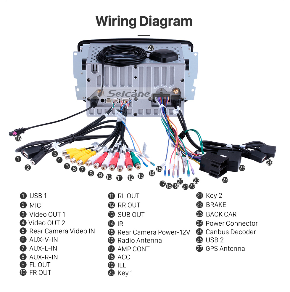 Seicane OEM 7 дюймов Android 9.0 для 1998 1999 2000-2006 Mercedes-Benz CLK-класса W209 / G-класса W463 Радио Bluetooth HD с сенсорным экраном Поддержка GPS-навигатора Carplay