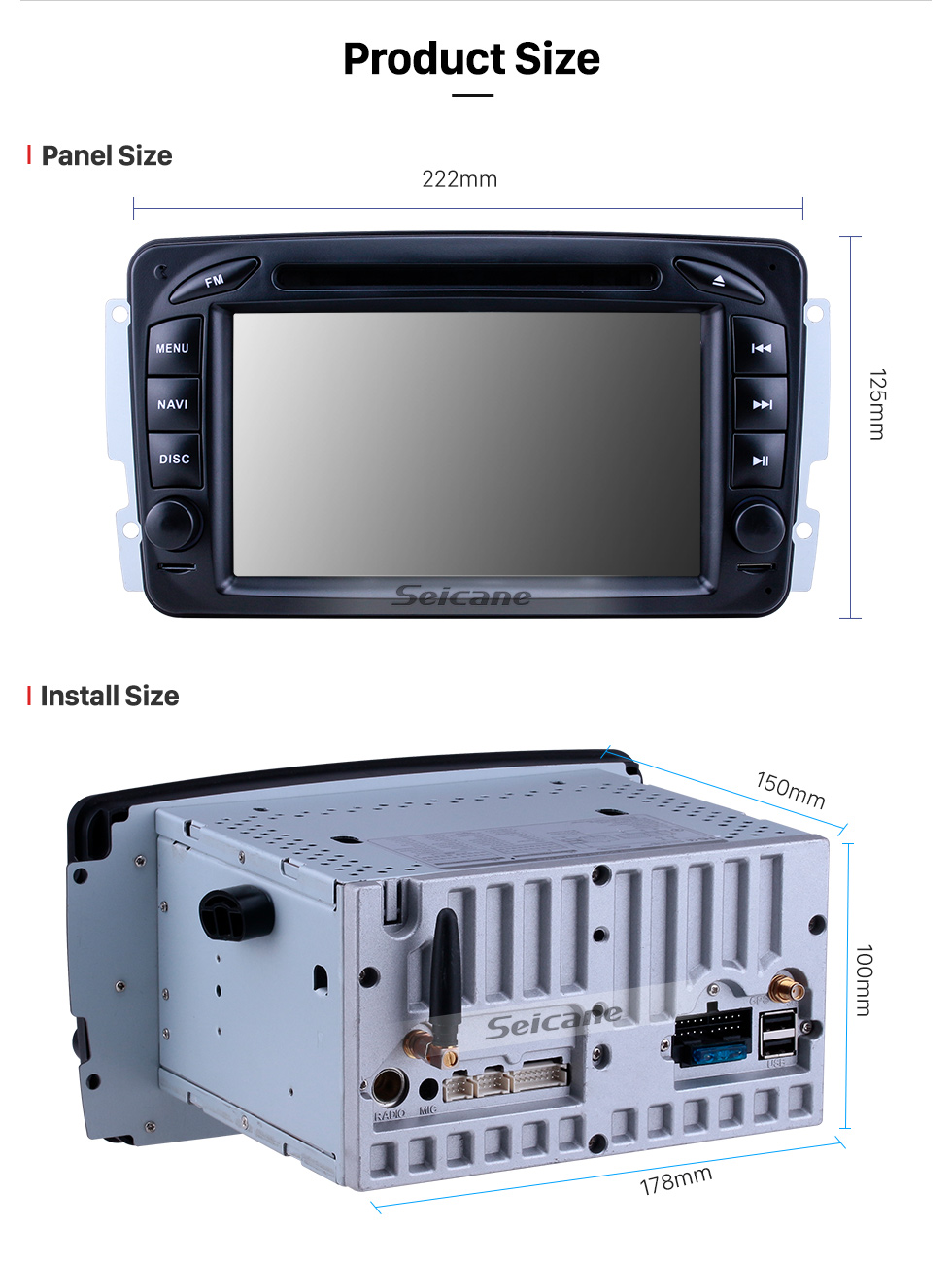 Seicane OEM 7 Zoll Android 9.0 für 1998 1999 2000-2006 Mercedes Benz CLK-Klasse W209 / G-Klasse W463 Radio Bluetooth HD Touchscreen GPS Navigationssystem Unterstützung Carplay