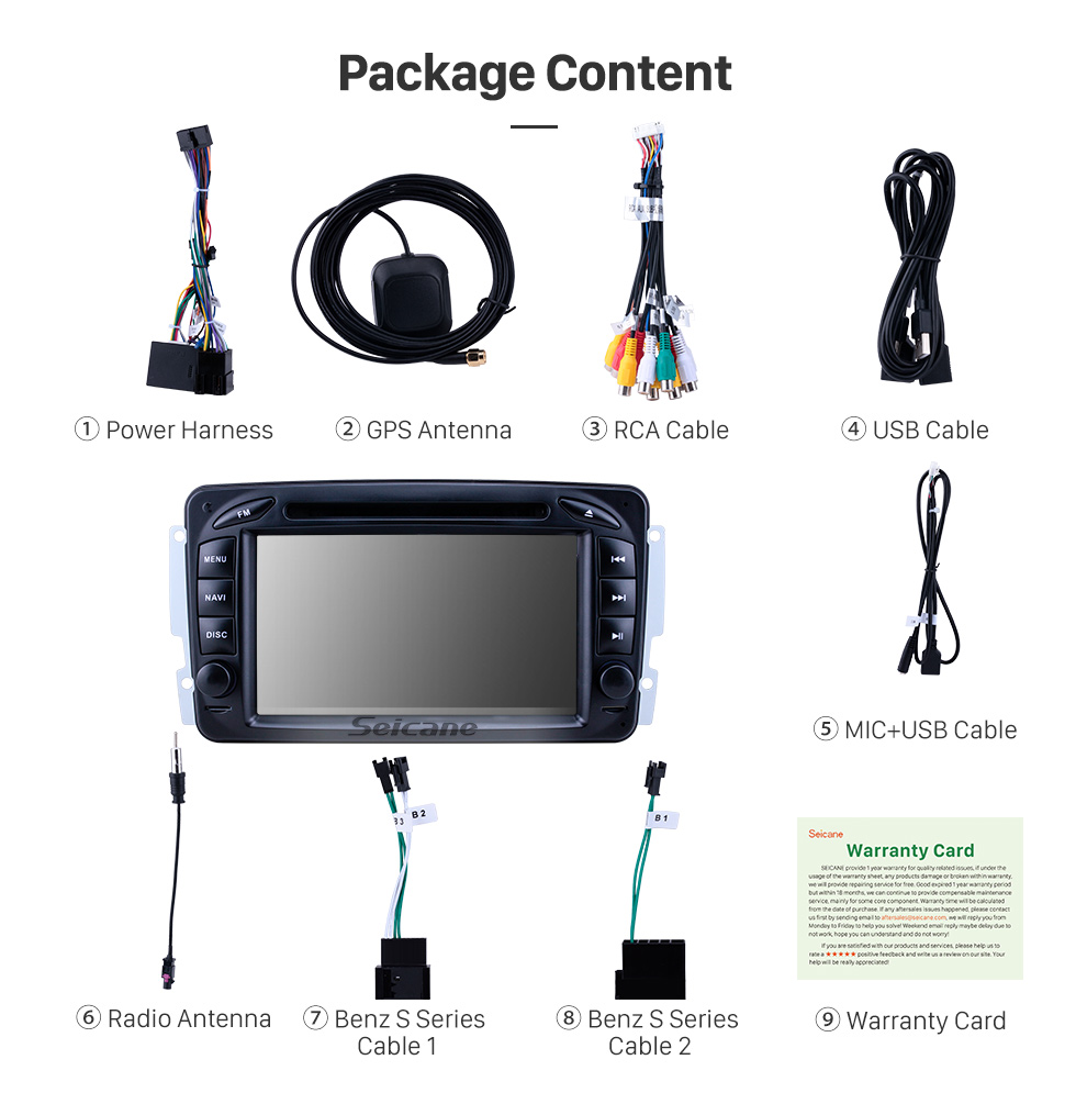 Seicane OEM 7 inch Android 9.0 for 1998 1999 2000-2006 Mercedes Benz CLK-Class W209/G-Class W463 Radio Bluetooth HD Touchscreen GPS Navigation System support Carplay Seicane OEM 7 inch Android 9.0 for 1998 1999 2000-2006 Mercedes Benz CLK-Class W209/G-Class W463 Radio Bluetooth HD Touchscreen GPS Navigation System support Carplay