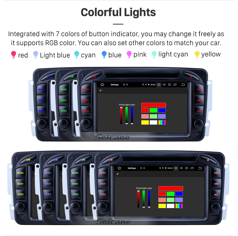 Seicane OEM 7 polegadas Android 9.0 para 1998 1999 2000-2006 Mercedes Benz Classe CLK W209 / G-Class W463 Rádio Bluetooth HD Touchscreen GPS Sistema de Navegação GPS suporte Carplay