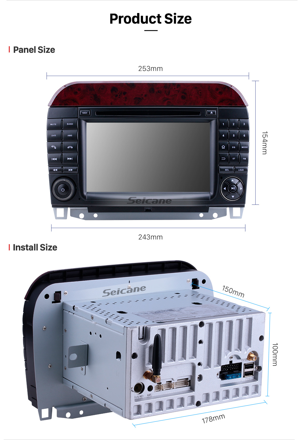 Seicane 7 pouces Android 9.0 pour 1998 1999 2000-2005 Mercedes Benz Classe S W220/S280/S320/S320 CDI/S400 CDI/S350/S430/S500/S600/S55 AMG/S63 AMG/S65 AMG Radio avec écran tactile HD Système de navigation GPS Bluetooth soutenir Carplay