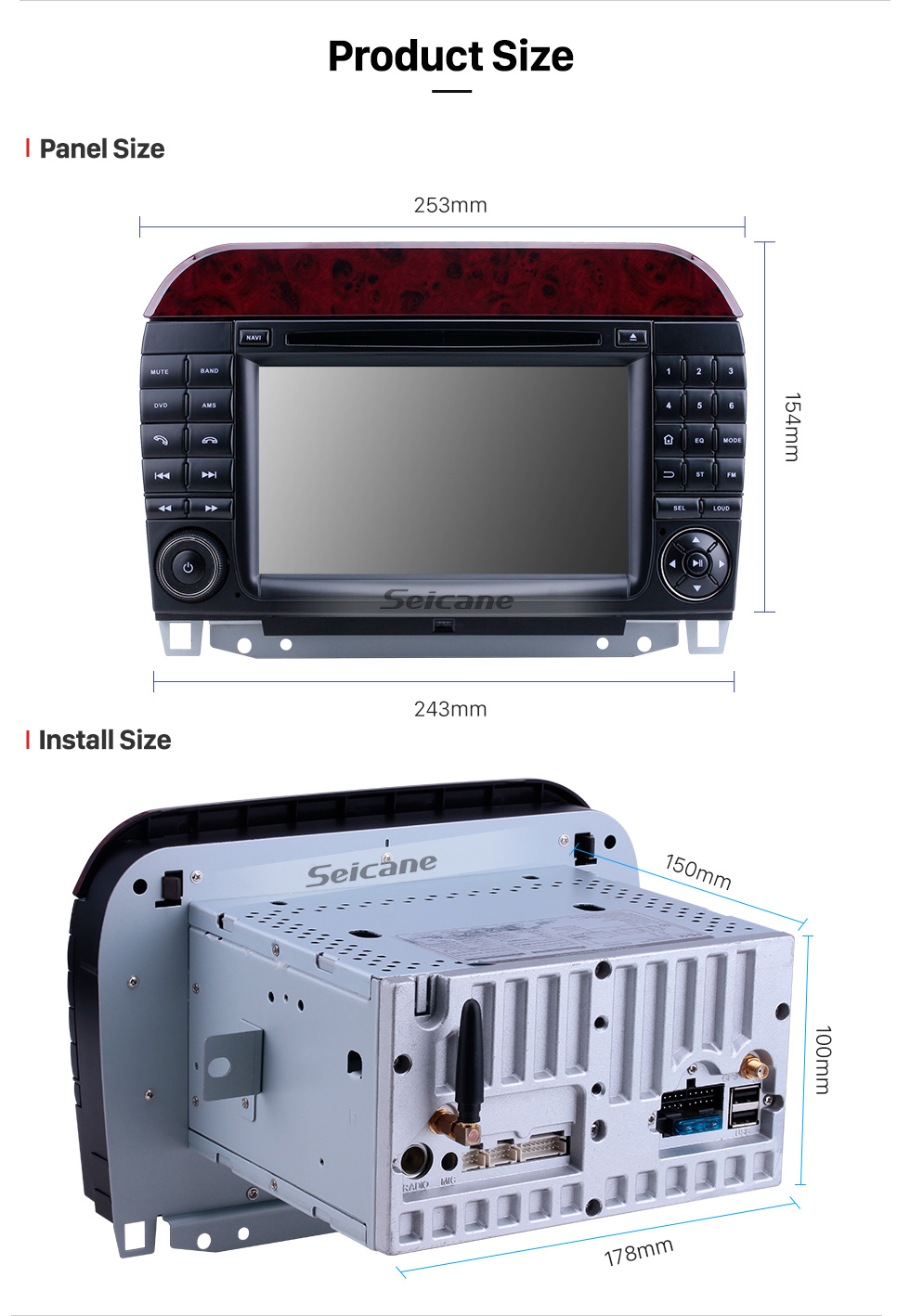 Seicane 7 polegadas Android 9.0 para 1998 1999 2000-2005 Mercedes Benz Classe S W220/S280/S320/S320 CDI/S400 CDI/S350/S430/S500/S600/S55 AMG/S63 AMG/S65 AMG Rádio Com HD Touchscreen Sistema de Navegação GPS Bluetooth suporte Carplay