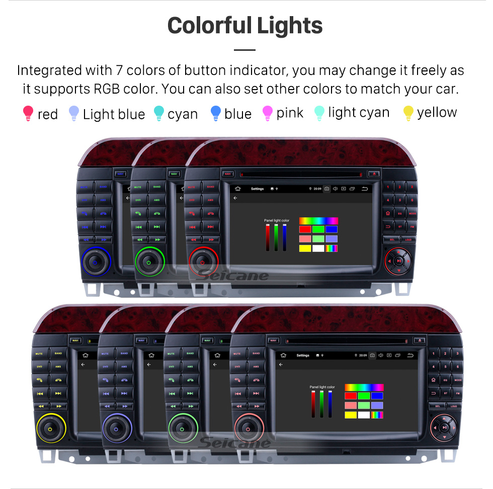 Seicane 7 inch Android 9.0 for 1998 1999 2000-2005 Mercedes Benz S Class W220/S280/S320/S320 CDI/S400 CDI/S350/S430/S500/S600/S55 AMG/S63 AMG/S65 AMG Radio With HD Touchscreen GPS Navigation System Bluetooth support Carplay Seicane 7 inch Android 9.0 for 1998 1999 2000-2005 Mercedes Benz S Class W220/S280/S320/S320 CDI/S400 CDI/S350/S430/S500/S600/S55 AMG/S63 AMG/S65 AMG Radio With HD Touchscreen GPS Navigation System Bluetooth support Carplay