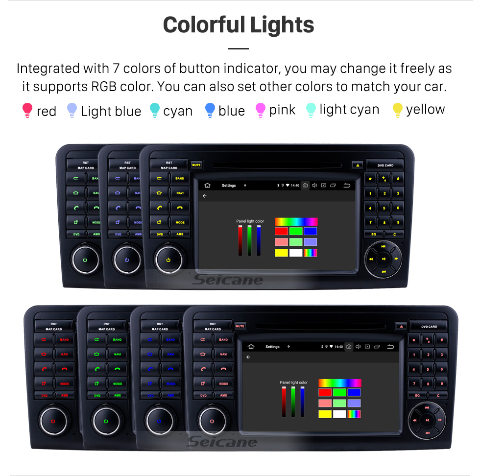 Seicane Android 9.0 7 дюймов для Mercedes Benz ML CLASS W164 ML350 ML430 ML450 ML500 / GL CLASS X164 GL320 Радио HD Сенсорный GPS-навигатор с поддержкой Bluetooth Carplay DVR