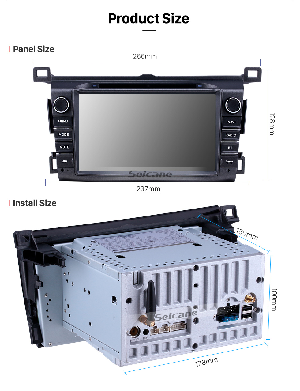 Seicane 8 pouces Android 9.0 pour 2006 2007 2008-2013 Radio Toyota RAV4 avec système de navigation GPS à écran tactile HD Prise en charge Bluetooth Carplay