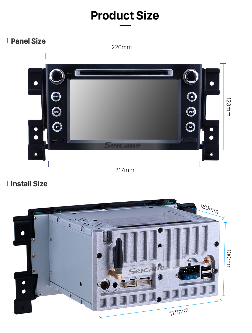 Seicane OEM 7 pulgadas Android 9.0 para 2006 2007 2008 2009 2010 Suzuki Grand Vitara Radio Bluetooth HD Pantalla táctil Sistema de navegación GPS compatible con Carplay