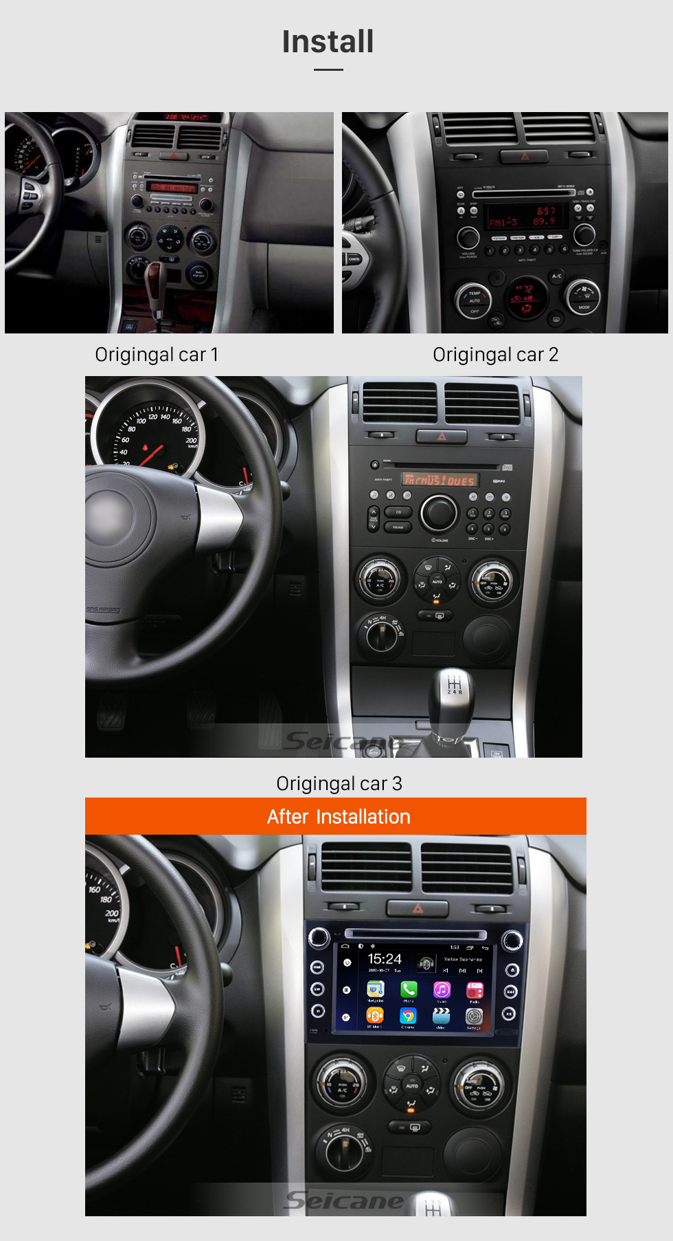 Seicane OEM 7-дюймовый Android 9.0 для 2006 2007 2008 2009 2010 Suzuki Grand Vitara Радио Bluetooth HD Сенсорный экран Поддержка GPS-навигации Carplay