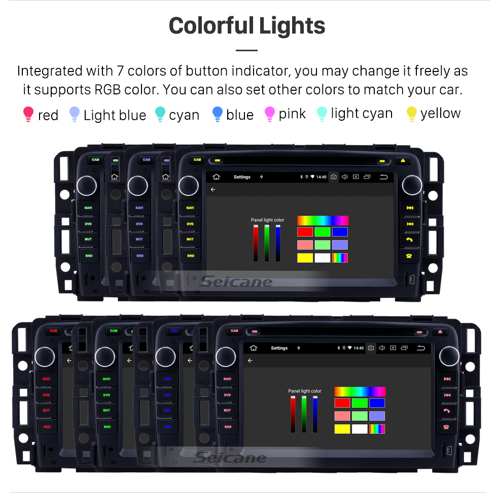 Seicane 7 pouces Android 9.0 pour 2007 2008 2009-2012 Général GMC Yukon / Chevrolet Chevrolet Tahoe / Buick Enclave / Hummer H2 Radio avec système de navigation GPS à écran tactile HD Prise en charge Bluetooth Carplay