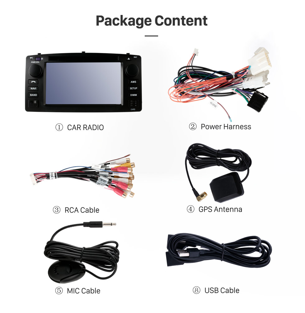 Seicane Tela sensível ao toque HD para 2003 2004 2005-2012 Toyota Corolla E120 BYD F3 Rádio Android 9.0 6.2 6.2 sistema de navegação GPS suporte Bluetooth Carplay OBD2