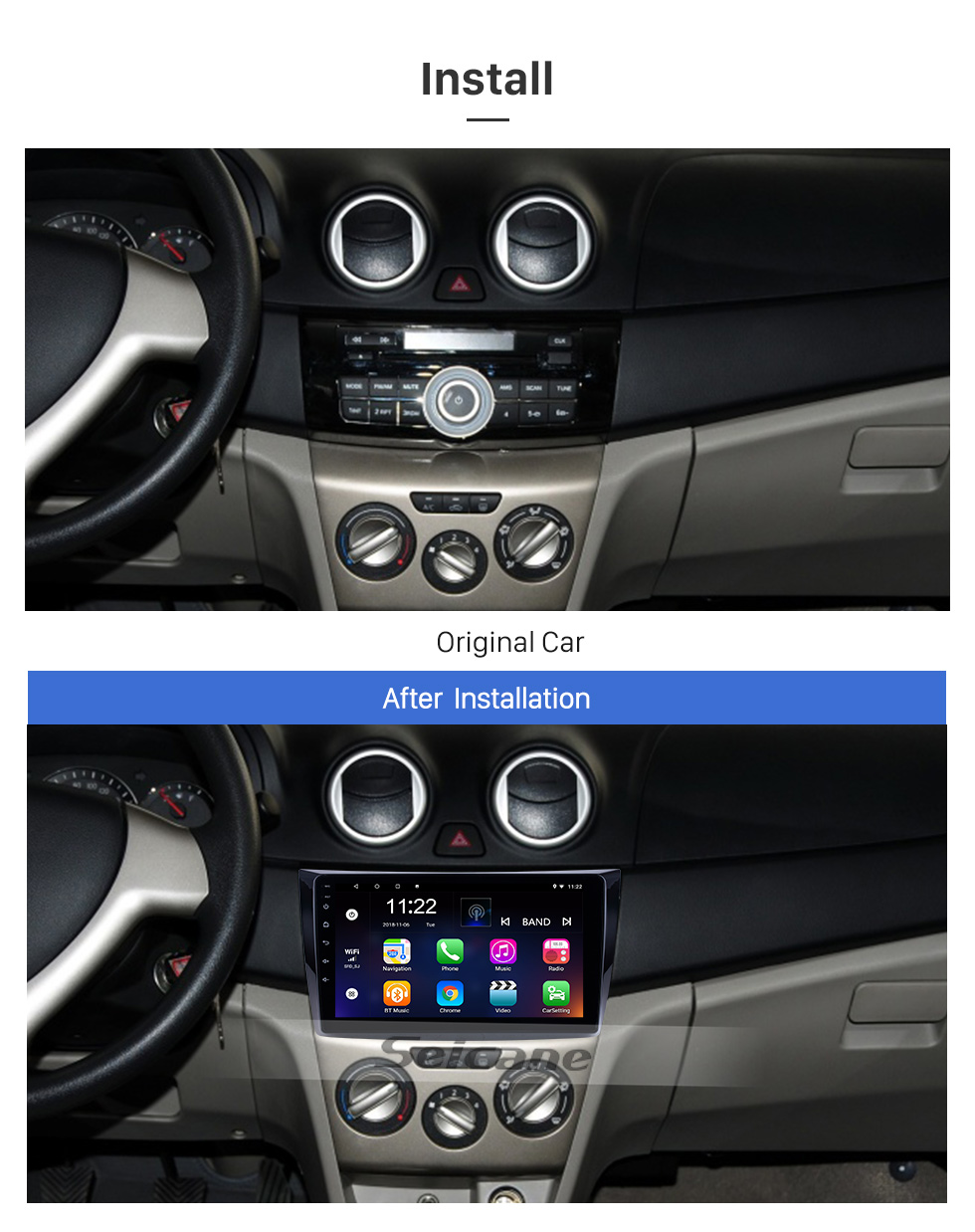 Seicane Para 2011 Changan Alsvin V3 Radio 9 pulgadas Android 8.1 HD Pantalla táctil Sistema de navegación GPS con soporte Bluetooth Carplay SWC Seicane Para 2011 Changan Alsvin V3 Radio 9 pulgadas Android 8.1 HD Pantalla táctil Sistema de navegación GPS con soporte Bluetooth Carplay SWC