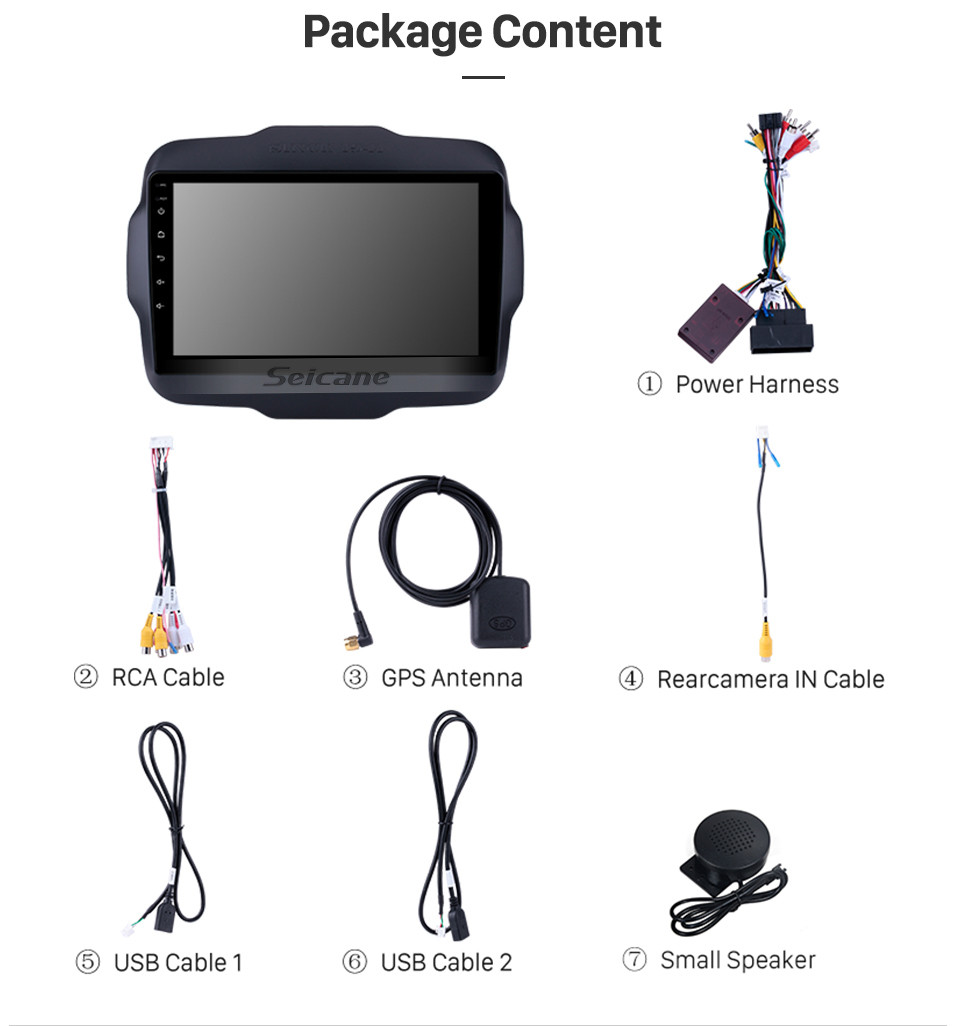 Seicane 2016 Jeep Renegade 9 polegada Touchscreen Android 8.1 Rádio sistema de Navegação GPS com USB Bluetooth WIFI 1080 P Aux Link Espelho controle de volante Seicane 2016 Jeep Renegade 9 polegada Touchscreen Android 8.1 Rádio sistema de Navegação GPS com USB Bluetooth WIFI 1080 P Aux Link Espelho controle de volante
