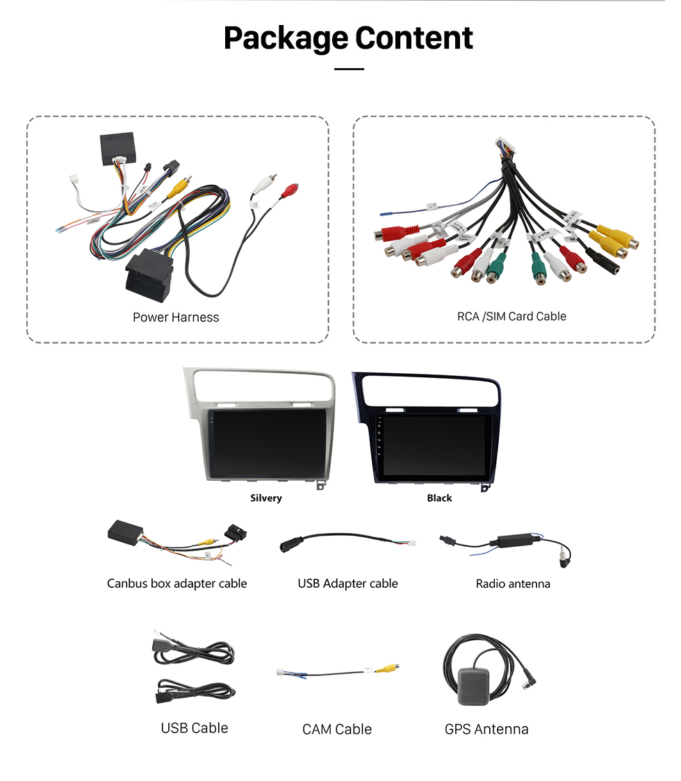 Seicane Écran tactile HD 10,1 pouces Android 13.0 pour 2013 2014 2015 VW Volkswagen Golf 7 LHD Radio de navigation GPS avec support WIFI Bluetooth Caméra arrière 1080P