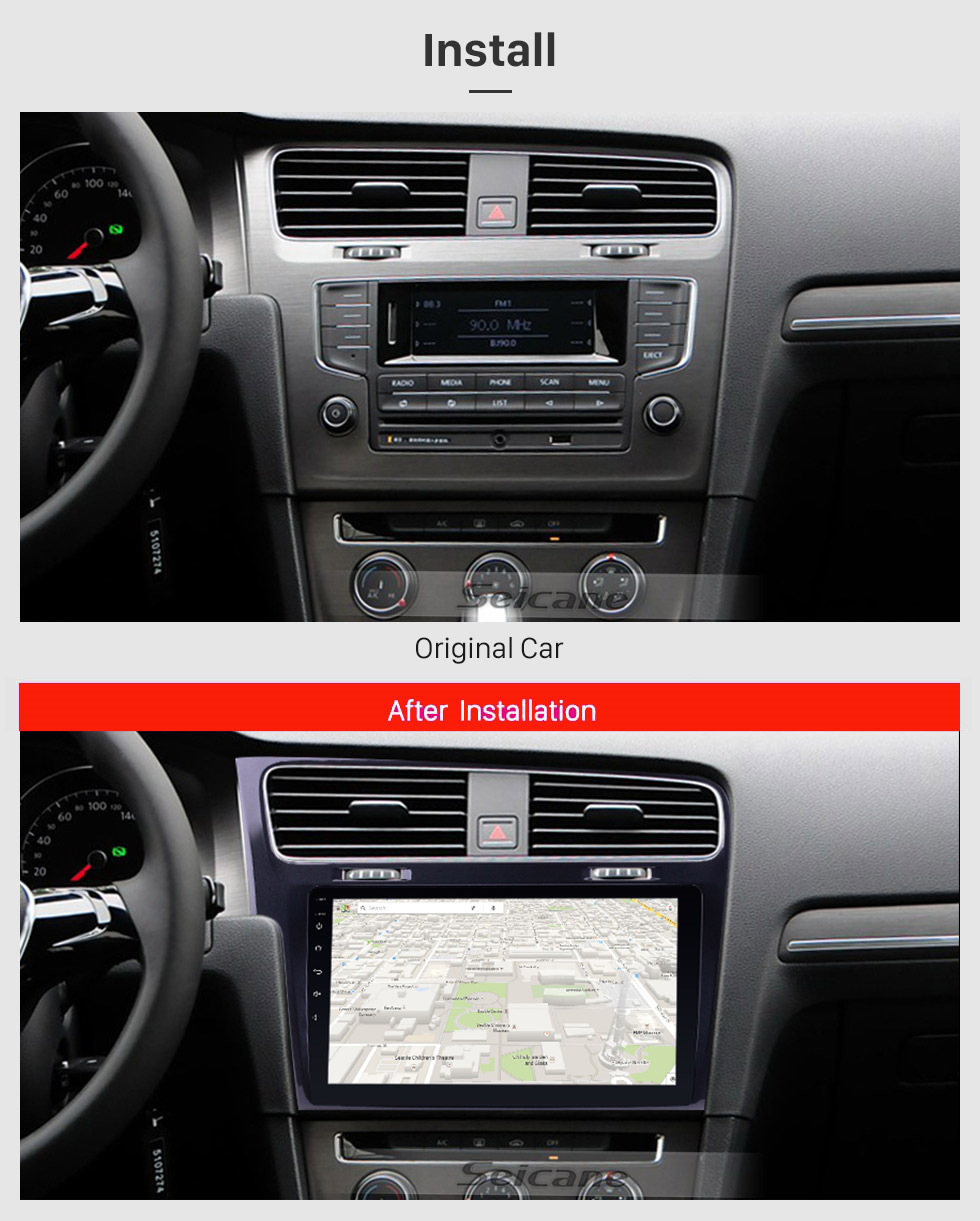 Seicane Pantalla táctil HD 10.1 pulgadas Android 13.0 para 2013 2014 2015 VW Volkswagen Golf 7 LHD Radio de navegación GPS con WIFI Soporte Bluetooth Cámara trasera 1080P