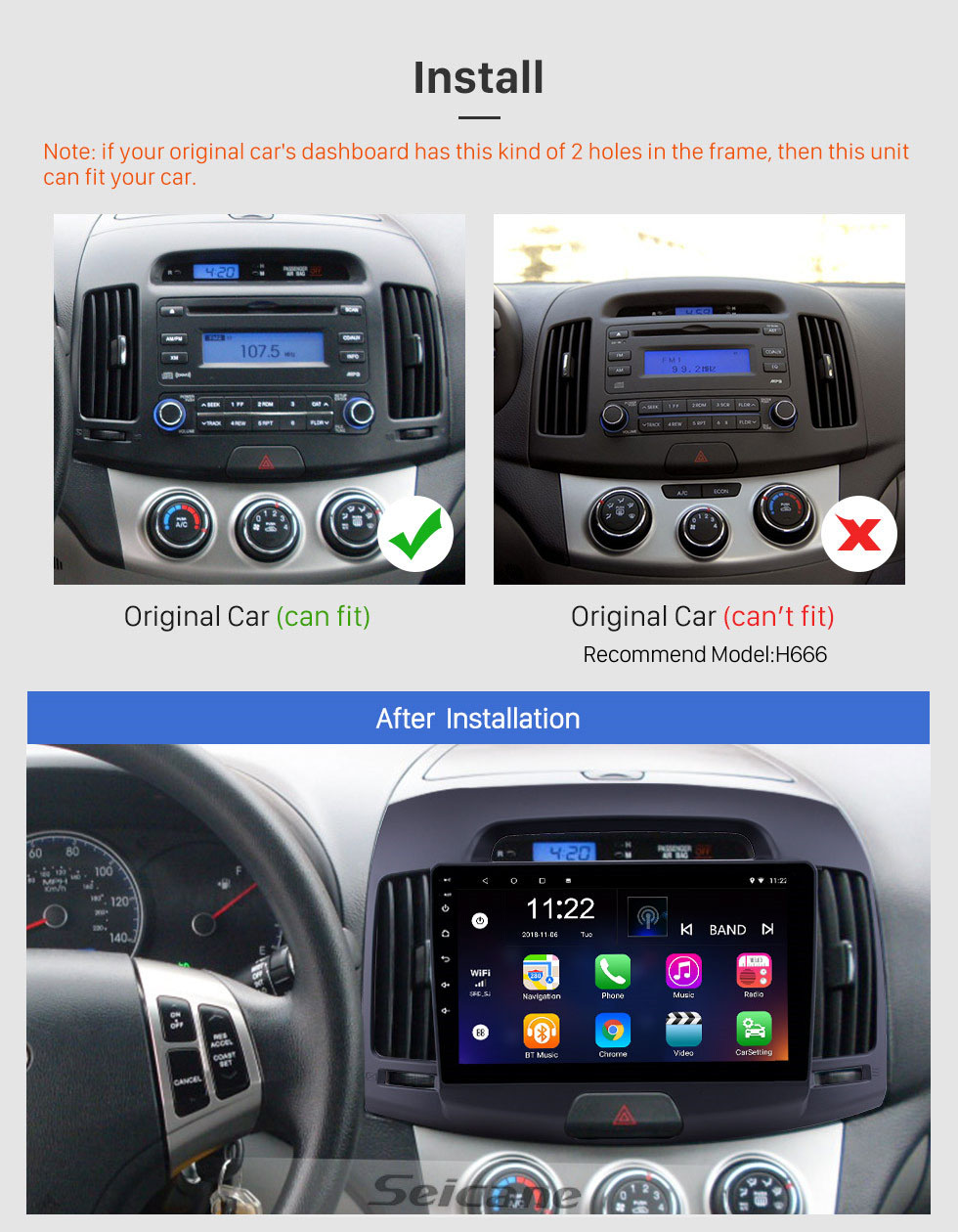 Seicane HD Touchscreen 9 inch Android 10.0 GPS Navigation Radio for 2007-2011 Hyundai Elantra with Bluetooth USB WIFI Music support Carplay SWC 3G Backup camera