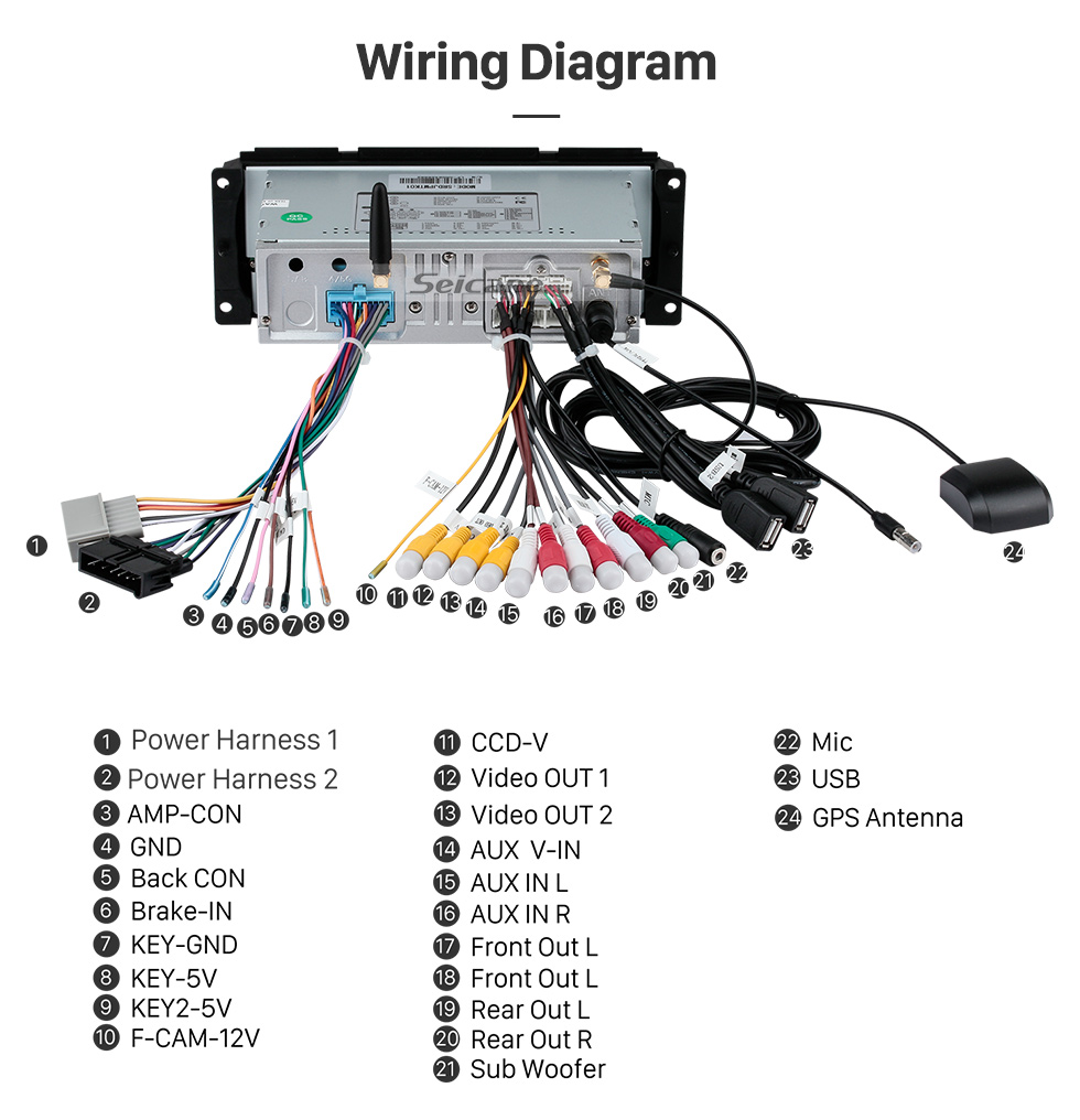 Seicane Sistema de navegação GPS tudo-em-um para 2002-2008 Dodge RAM com tela sensível ao toque TPMS DVR OBD Link do espelho Câmera retrovisora 3G WiFi TV Vídeo DVD Player Rádio Bluetooth