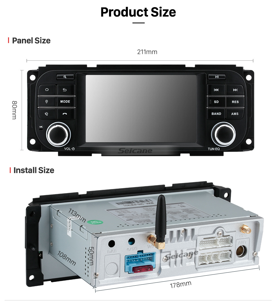 Seicane All-in-One-GPS-Navigationssystem für 2002-2008 Dodge RAM mit Touchscreen TPMS DVR OBD Spiegel Link Rückfahrkamera 3G WiFi TV Video DVD Player Radio Bluetooth