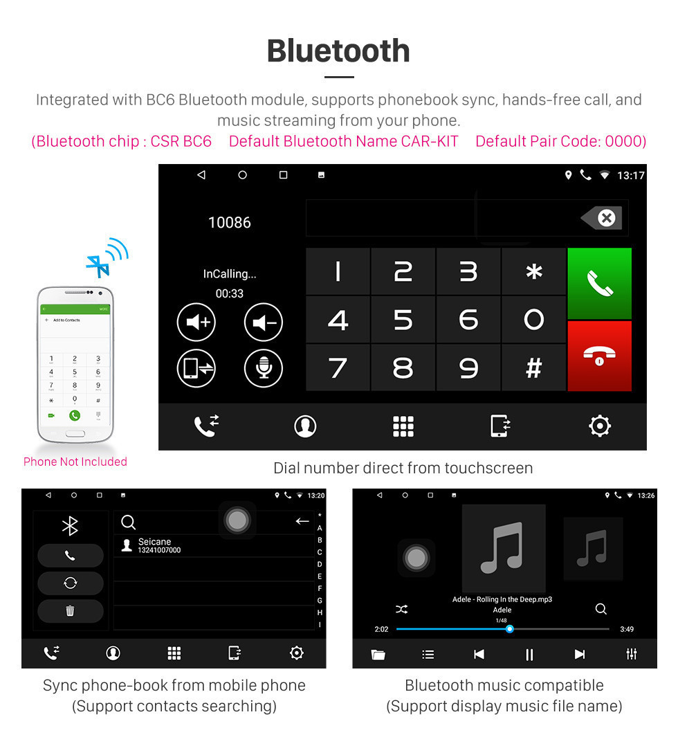 Seicane Android 10.0 9 polegadas Sistema de navegação GPS universal por rádio Bluetooth Telefone WIFI Suporte ao reprodutor multimídia 1080P Vídeo USB Volante espelho Link