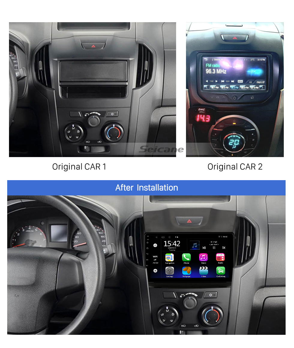 Seicane Chevy Chevrolet S10 de 9 polegadas 2015-2018 ISUZU D-Max Android 13.0 sistema de navegação GPS Rádio HD 1024 * 600 tela sensível ao toque Bluetooth DVR Retrovisor câmera OBD2 TV WIFI Controle de Volante Espelho USB link